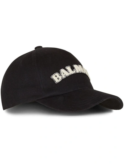 Balmain Logo-print Six-panel Cap In Black