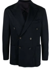Doppiaa Blue Double-breasted Cotton Jacket In Blue