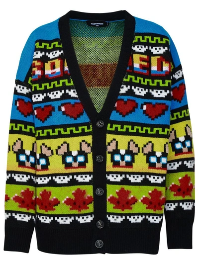 DSQUARED2 DSQUARED2 MULTICOLORED WOOL CARDIGAN