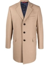 Fay Coat With Logo In Camel