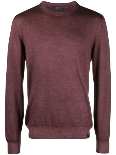 Fay Sweater With Logo In Bordeaux
