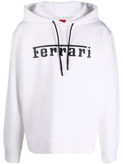 Ferrari Logo-print Hoodie In Blanco