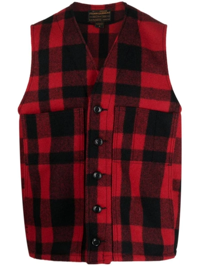 Filson Mackinaw Wool Vest Red Black Mens