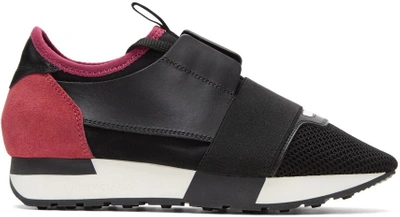 Balenciaga Mixed-media Leather Lace-up Sneaker, Black/pink In Blk/other