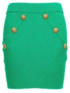 Balmain High-waisted Knitted Skirt In Green