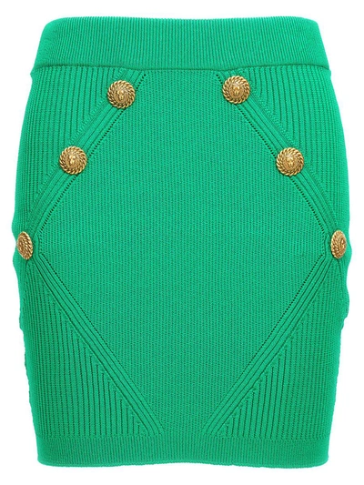 Balmain 高腰针织半身裙 In Green