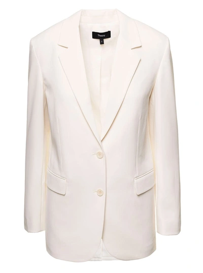 Theory Notched-lapel Single-breasted Blazer In White