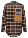 Dsquared2 Patchwork Shirt With Denim Collar And Cuffs In Multicolor