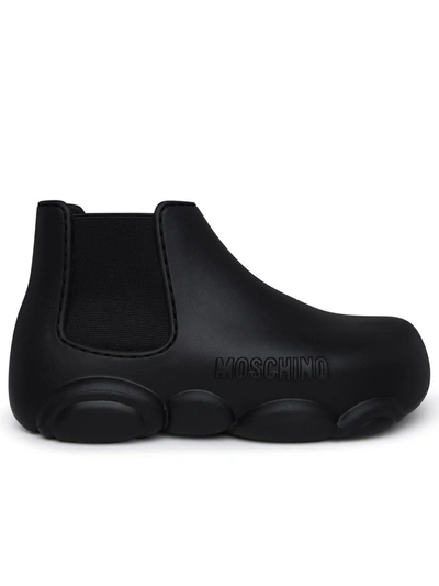MOSCHINO MOSCHINO BLACK RUBBER ANKLE BOOTS