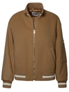 Msgm Wool Blend Bomber Jacket In Beige