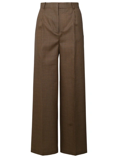Msgm Two-tone Wool Trousers In Beige