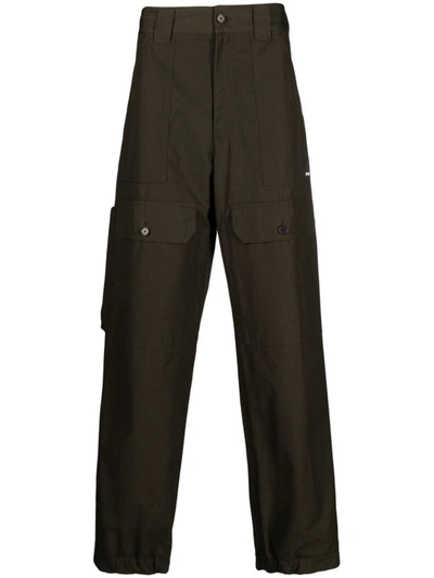 Msgm Cargo-pocket Ripstop Tapered Trousers In Olive Green