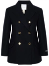 Patou Long Sleeve Double Breasted Blazer In Navy