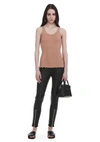 ALEXANDER WANG RIBBED TANK WITH RUFFLED BALL CHAIN HEM,1K27108