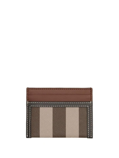 Burberry Check And Two-tone Leather Card Case In Brown