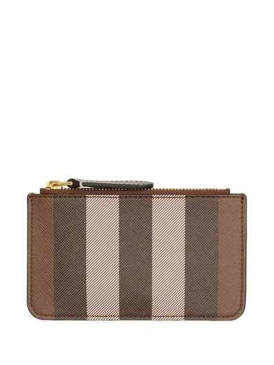 Burberry Check Motif Key Case In Brown