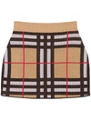 Burberry Check Technical Cotton Mini Skirt In Beige