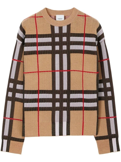 Burberry Vintage Check 圆领毛衣 In Beige