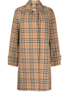 Burberry Tan Check Trench Coat In Beige