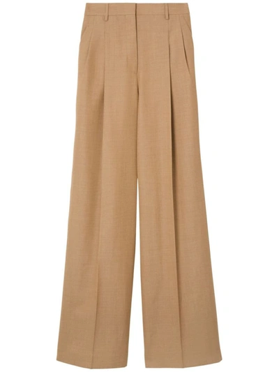 Burberry Wool Wide-leg Trousers In Brown