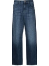 Emporio Armani Wide-leg Cropped Denim Culottes In Blue