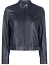 Emporio Armani Woman Jacket Navy Size 10 Lambskin In Blue