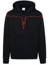 Marcelo Burlon County Of Milan Stitch Wings Cotton Hoodie In Black