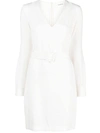 P.a.r.o.s.h V-neck Belted Minidress Cut-out Sleeves In Panna