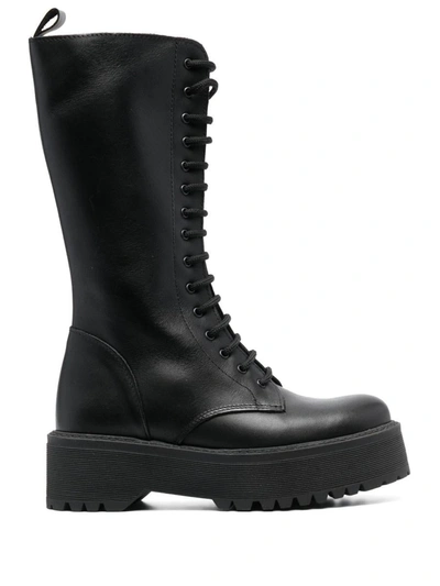 P.a.r.o.s.h. Leather 40mm Platform Boots In Nero