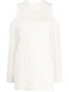 P.a.r.o.s.h Liquore Cold-shoulder Crochet Knit Sweater In Fantasia Panna