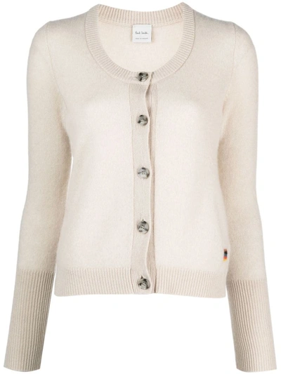 Paul Smith Fine-knit Cashmere Cardigan In White