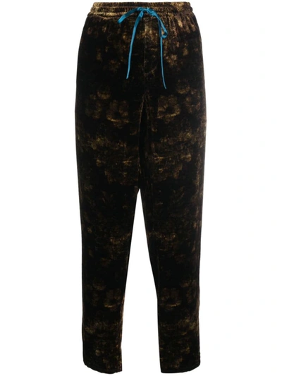 Pierre-louis Mascia Printed Silk Blend Trousers In Brown