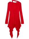 Stella Mccartney Asymmetric Viscose Mini Dress In Red