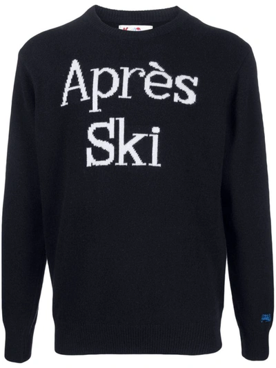 Mc2 Saint Barth Man Hoodie Sweater With Après Ski Embroidery In Blue