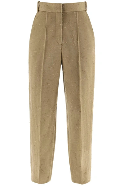 Tory Burch Pintuck Tapered Wool Trousers In Mixed Colours