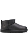 Ugg Womens Black Classic Ultra Mini Logo-patch Leather Ankle Boots Eur 40 / 7 Uk In Black