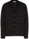 Valentino Vlogo Jacquard Cardigan In Brown