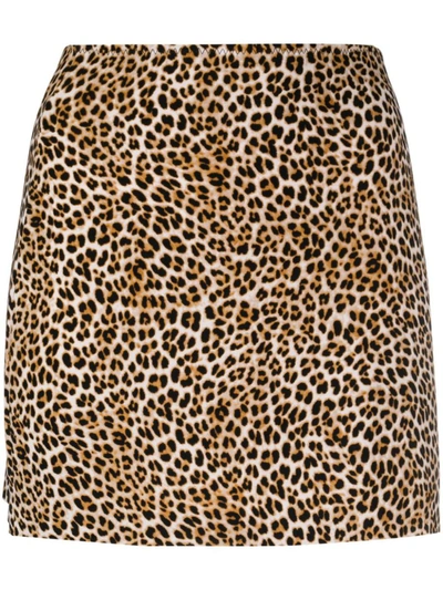 Norma Kamali Leopard Print Mini Skirt In Brown