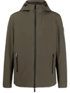 Woolrich Logo-patch Zip-up Hooded Jacket In Verde Scuro