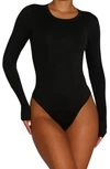 N BY NAKED WARDROBE N BY NAKED WARDROBE BARE CREWNECK LONG SLEEVE BODYSUIT