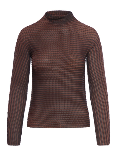 Sunnei Pleated Long-sleeved T-shirt In Brown