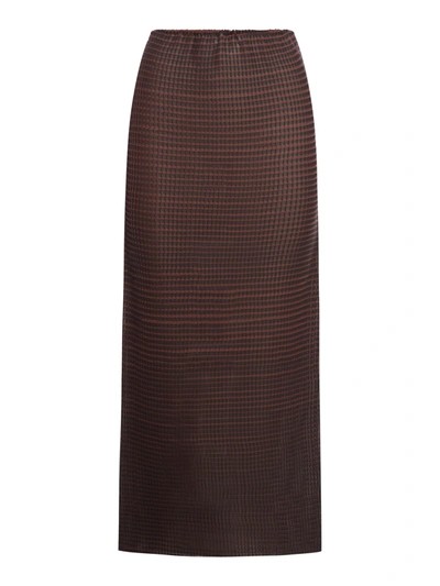 Sunnei Thermo Frise Semi-sheer Maxi Skirt In Brown