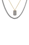 AMERICAN EXCHANGE GOLDTONE PLATED STAINLESS STEEL CHAIN & DOG TAG NECKLACE 2-PIECE SET