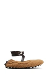 Tod's Ankle Strap Bubble Ballerina Shearling Flats In C805_s611_marrone_africa_s802_ci