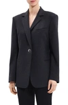 Theory Black Single Breasted Blazer In New Light Heather
