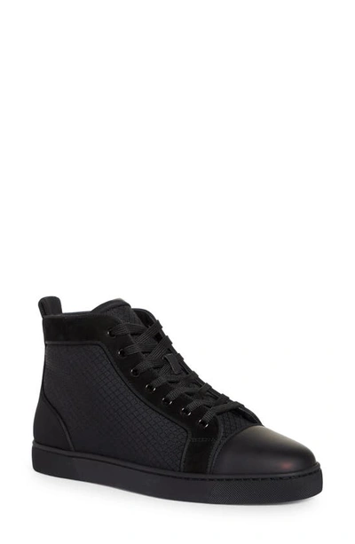 Christian Louboutin Louis Leather High-top Sneakers In Black