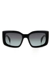 Rag & Bone 54mm Gradient Rectangular Sunglasses In Black/gray Gradient
