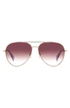 Rag & Bone 59mm Aviator Sunglasses In Red Gold/ Burgundy Shaded