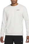Nike Men's Dri-fit Track Club Fleece Long-sleeve Crew Neck Running Sweatshirt In Grey