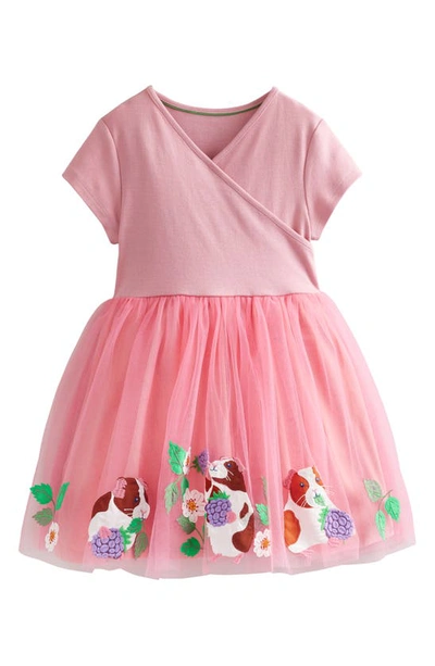 Mini Boden Kids' Applique Tulle Ballet Dress Almond Pink Girls Boden